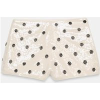 Zara - Polka Dot Sequin Mini Shorts - Black / White - S - Woman | Zara US