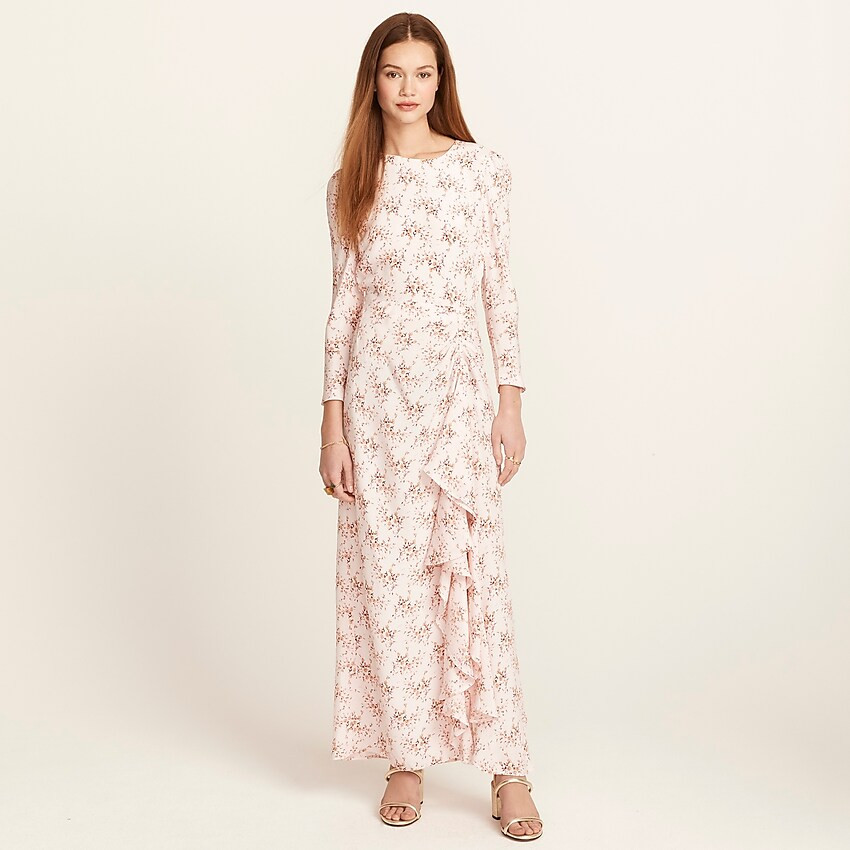 Ruffle silk dress in freesia floral | J. Crew US