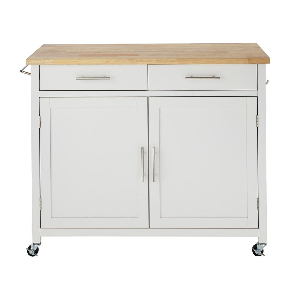 StyleWell Glenville White Kitchen Cart with 2 Drawers SK17787Cr2-EBW - The Home Depot | The Home Depot