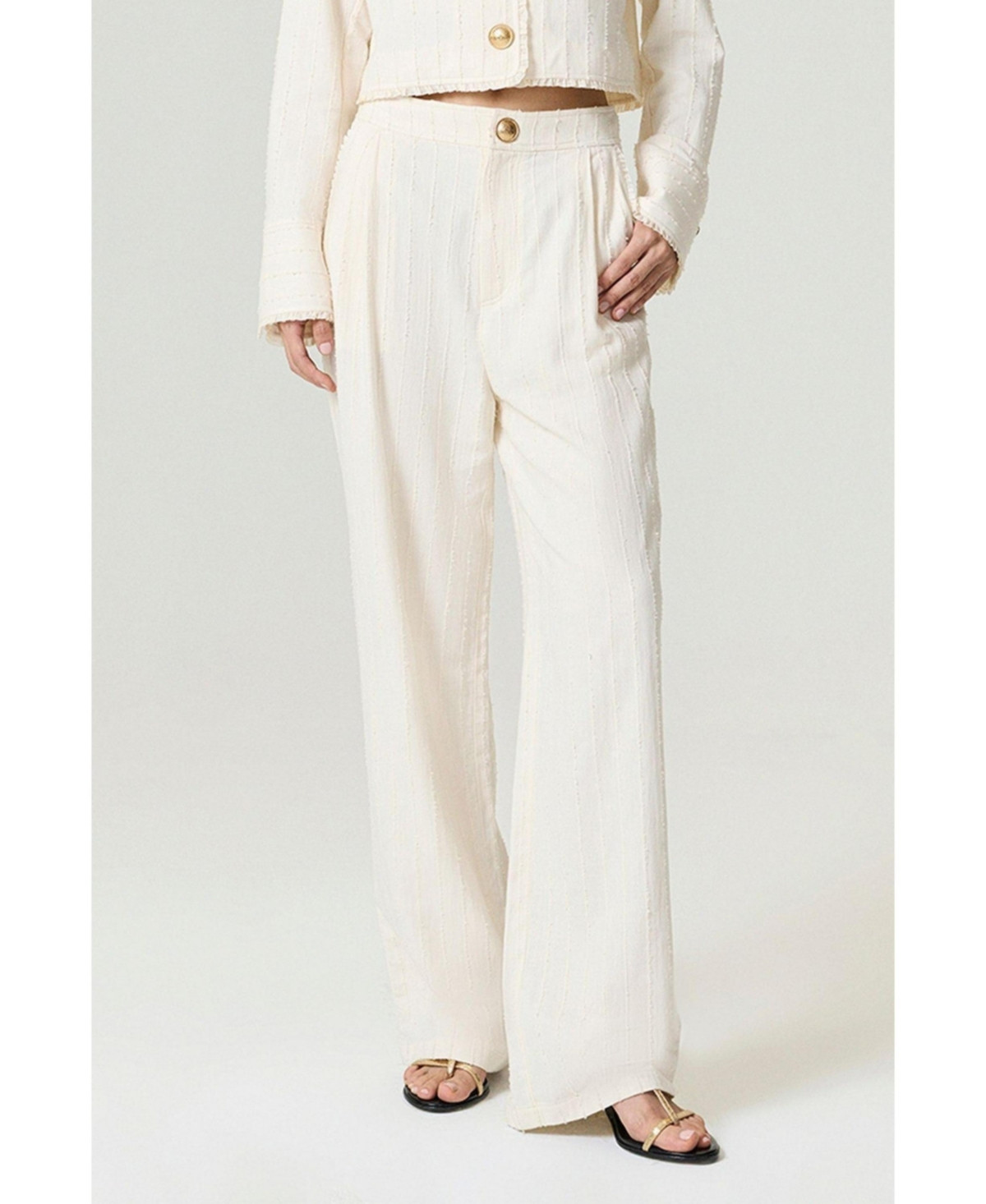 Nocturne Women's Ruffle Trim Detailed Pants - Open white | Macy's