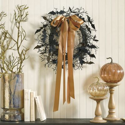 Batty Wreath with Ribbon, 18" | Grandin Road