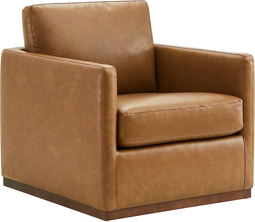 CHITA Swivel Accent Chair, Mid Century Modern Arm Chair for Living Room and Bedroom, Saddle Brown | Amazon (US)
