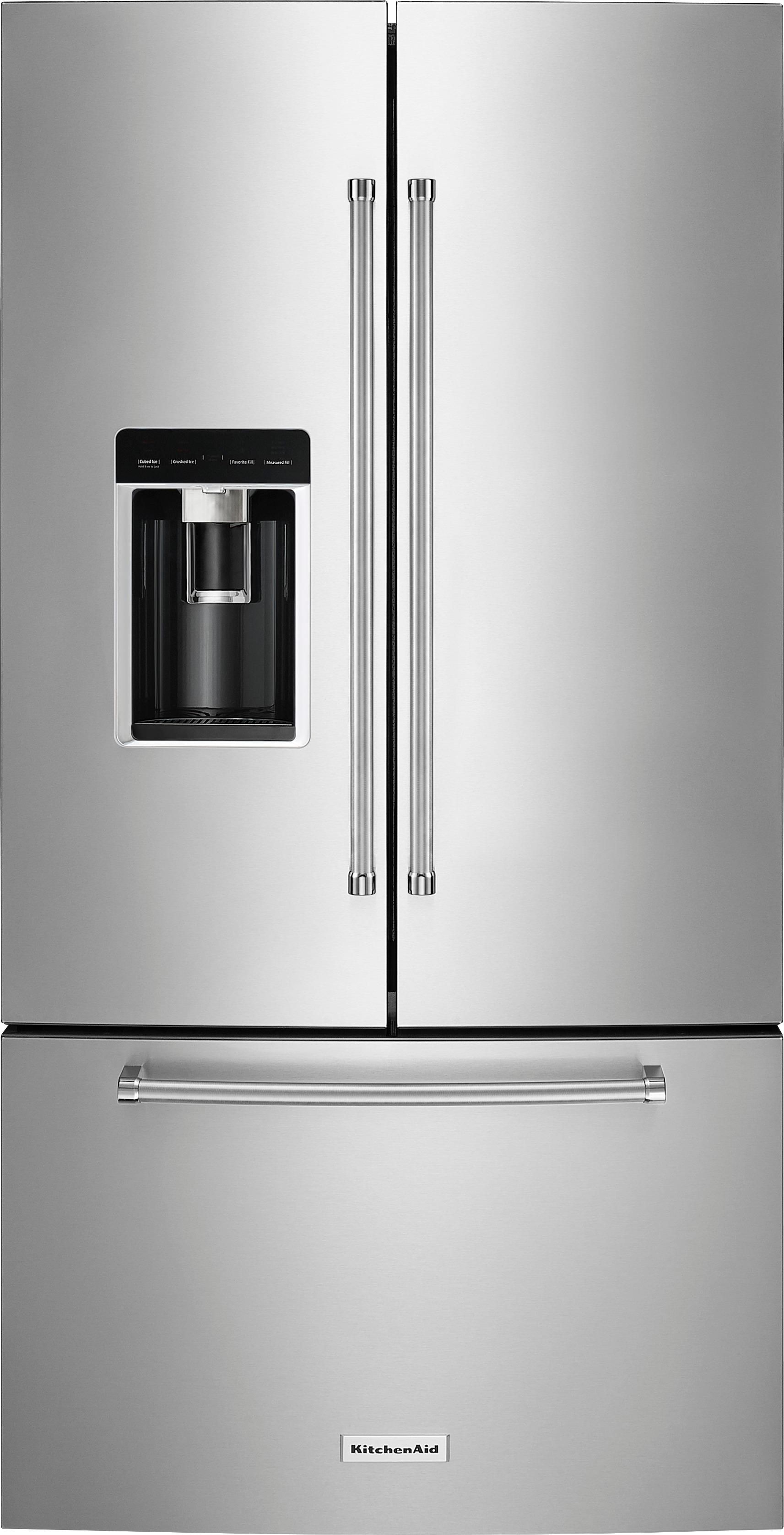 KitchenAid 23.8 Cu. Ft. French Door Counter-Depth Refrigerator Stainless steel KRFC704FPS - Best ... | Best Buy U.S.