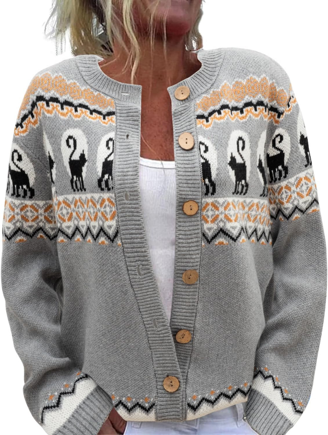 Women's Halloween Thanksgiving Christmas Knit Cardigan Sweater | Amazon (US)
