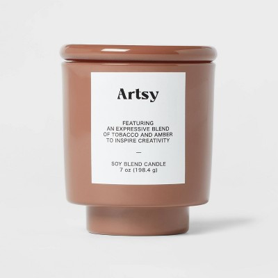 Exterior Painted Glass w/ Glass Lid Tobacco and Amber "Artsy" 7oz - Room Essentials™ | Target