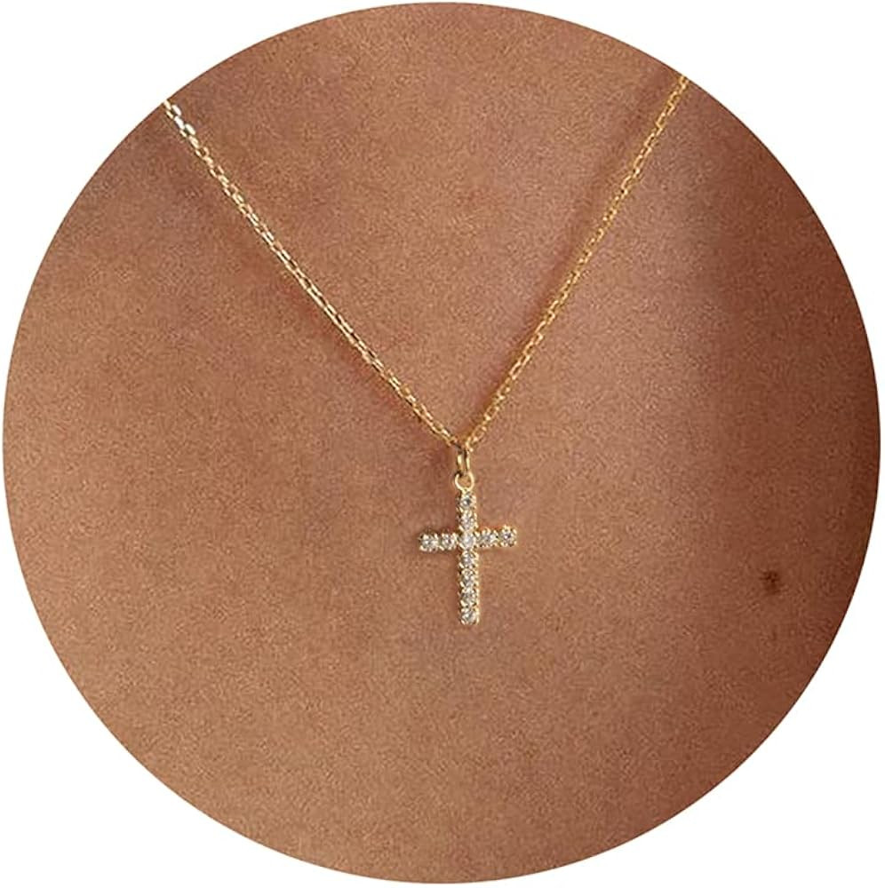 Tewiky 18k Gold/Silver Plated Simple Evil Eye Turquoise Cross Pendant Choker Necklace Simple Tiny... | Amazon (US)