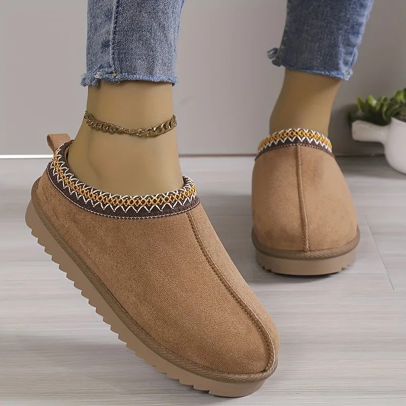 Women's Solid Color Boots, Slip On Round Toe Thermal Lined Velvet Warm Slides Shoes, Winter Comfy... | Temu Affiliate Program