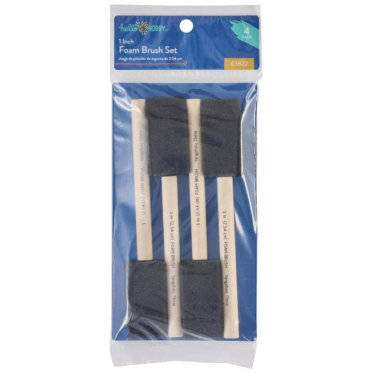 Hello Hobby 4 Pc Foam Paint Brush Set, 1" | Walmart (US)