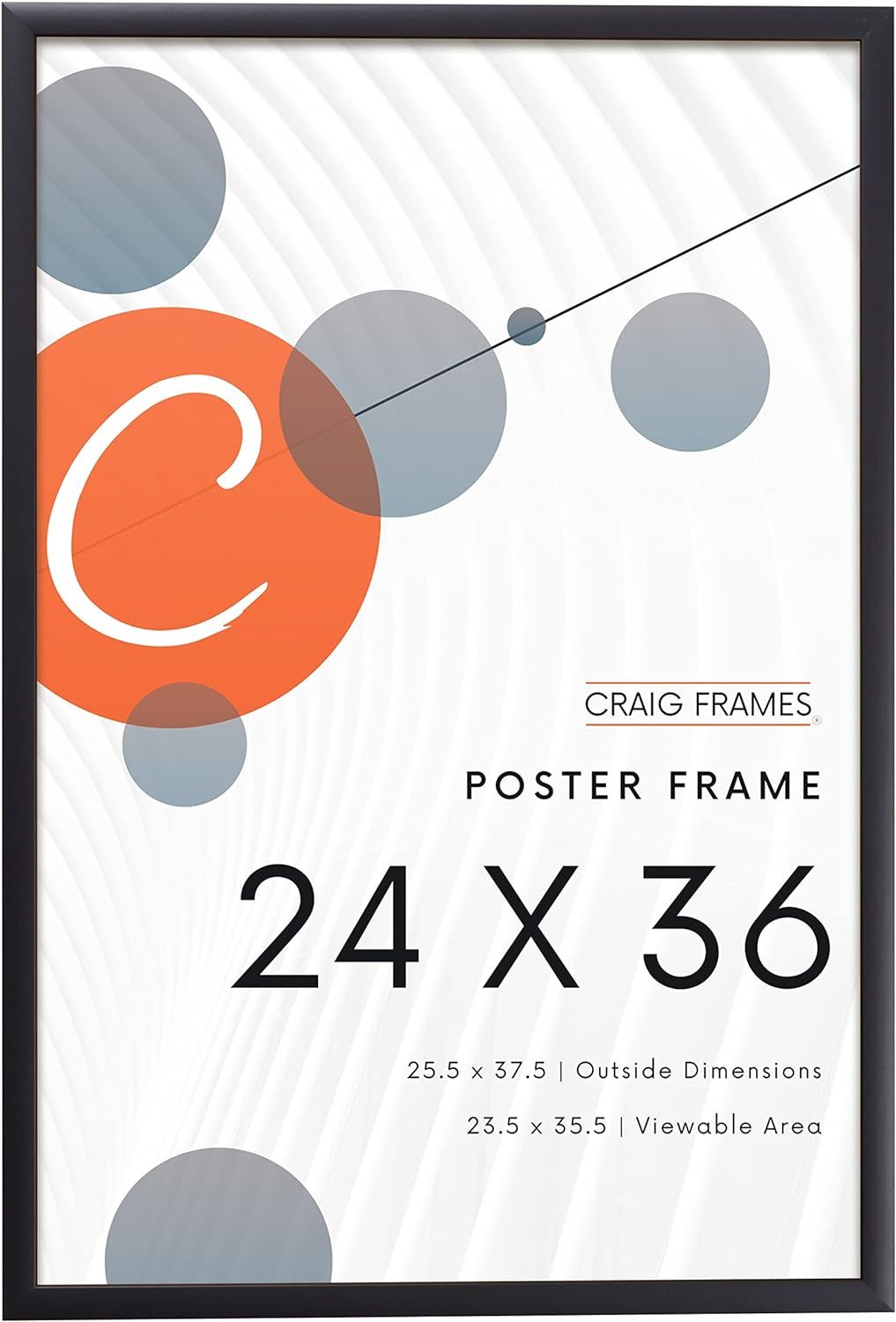 Craig Frames 24x36 Poster Frame | 1" Wide Premium Matte Black (1WB3BK) | Durable Acrylic (Plexigl... | Amazon (US)