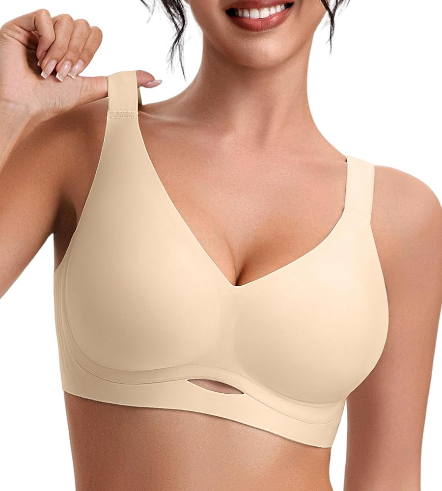 SHARICCA No Padding Jelly Bras for Women Wireless Comfortable Ultra Soft Stretch Full Coverage Br... | Amazon (US)