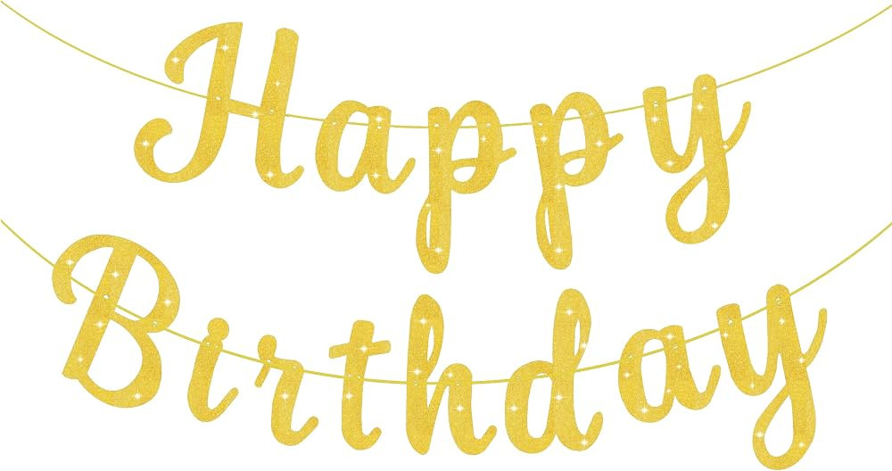 Pre-Strung Glitter Happy Birthday Banner Garlands Gold Happy Birthday Sign Banners for Women Men ... | Amazon (US)