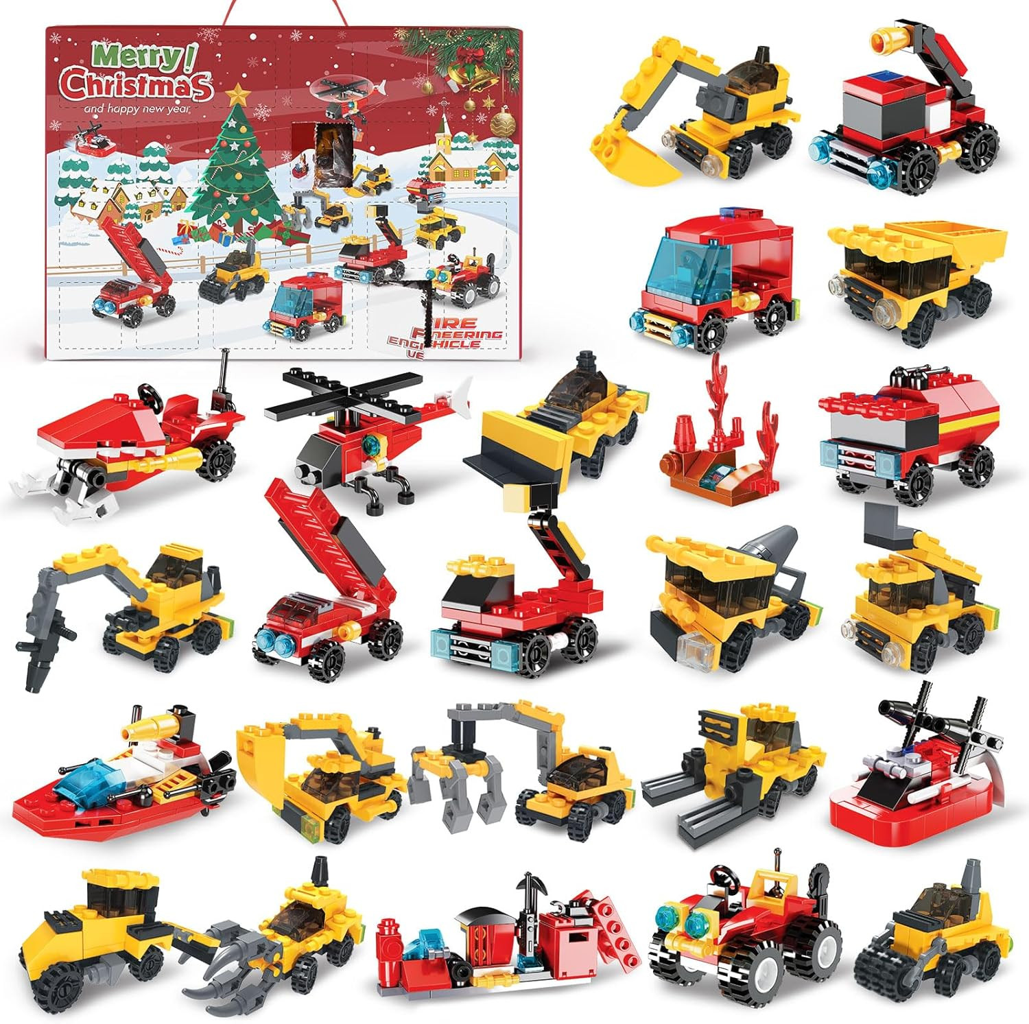 Fire Truck and Construction Play Vehicles Building Blocks Advent Calendar, 24 Days Christmas Coun... | Amazon (US)