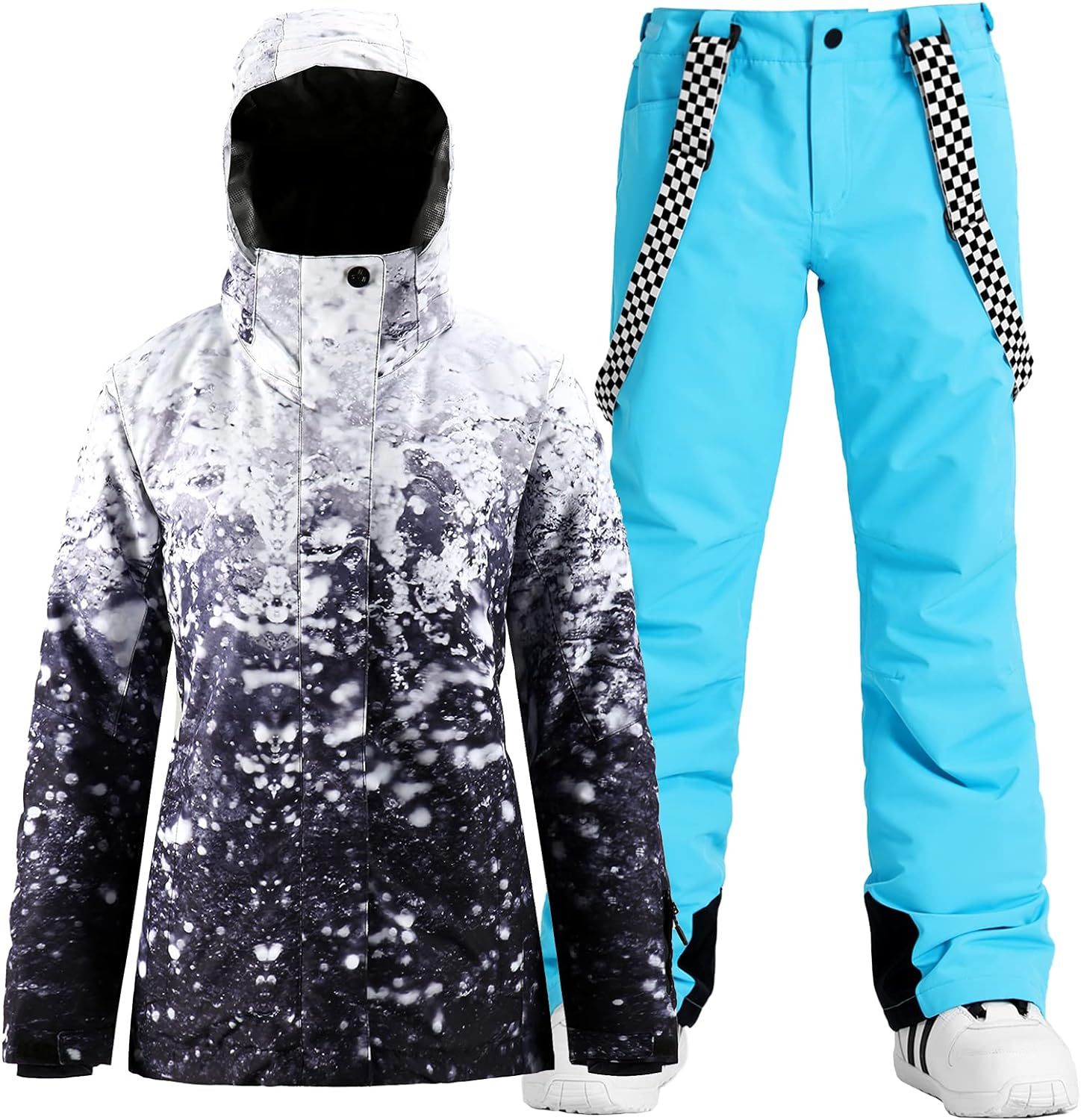 GSOU SNOW Womens Ski Jackets and Pants Snowboarding Snowsuit Coat Warm Hooded Waterproof Windproof I | Amazon (US)