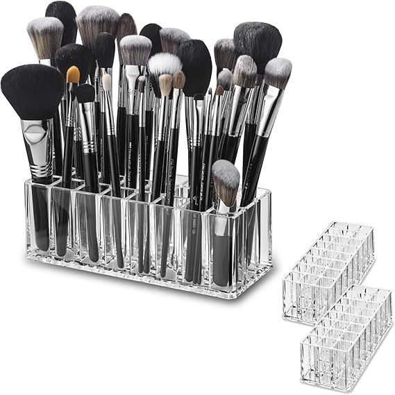 byAlegory Acrylic Makeup Beauty Brush Organizer | 24 Space Cosmetic Storage (CLEAR) | Amazon (US)