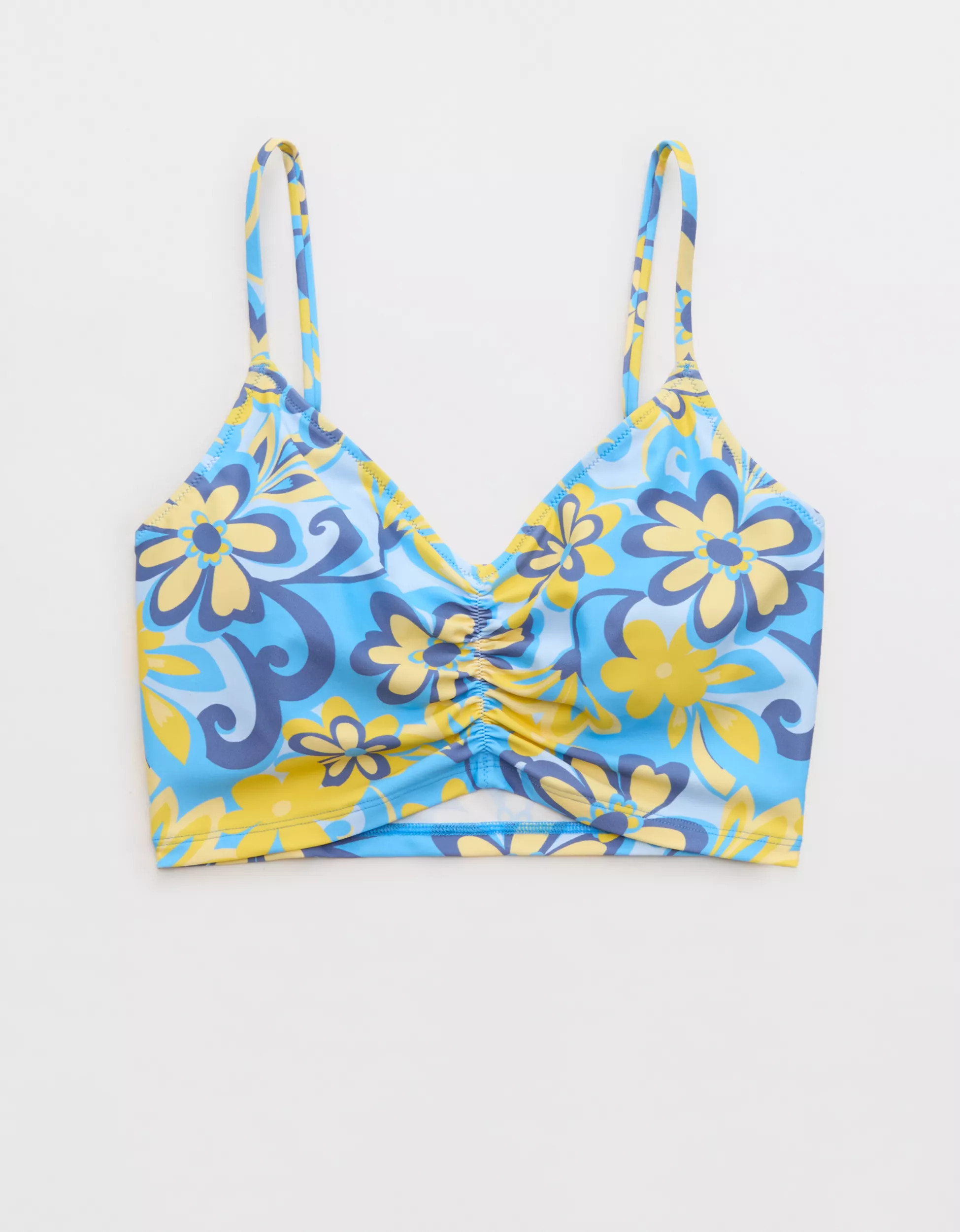 Aerie Ruched Longline Scoop Bikini Top | Aerie