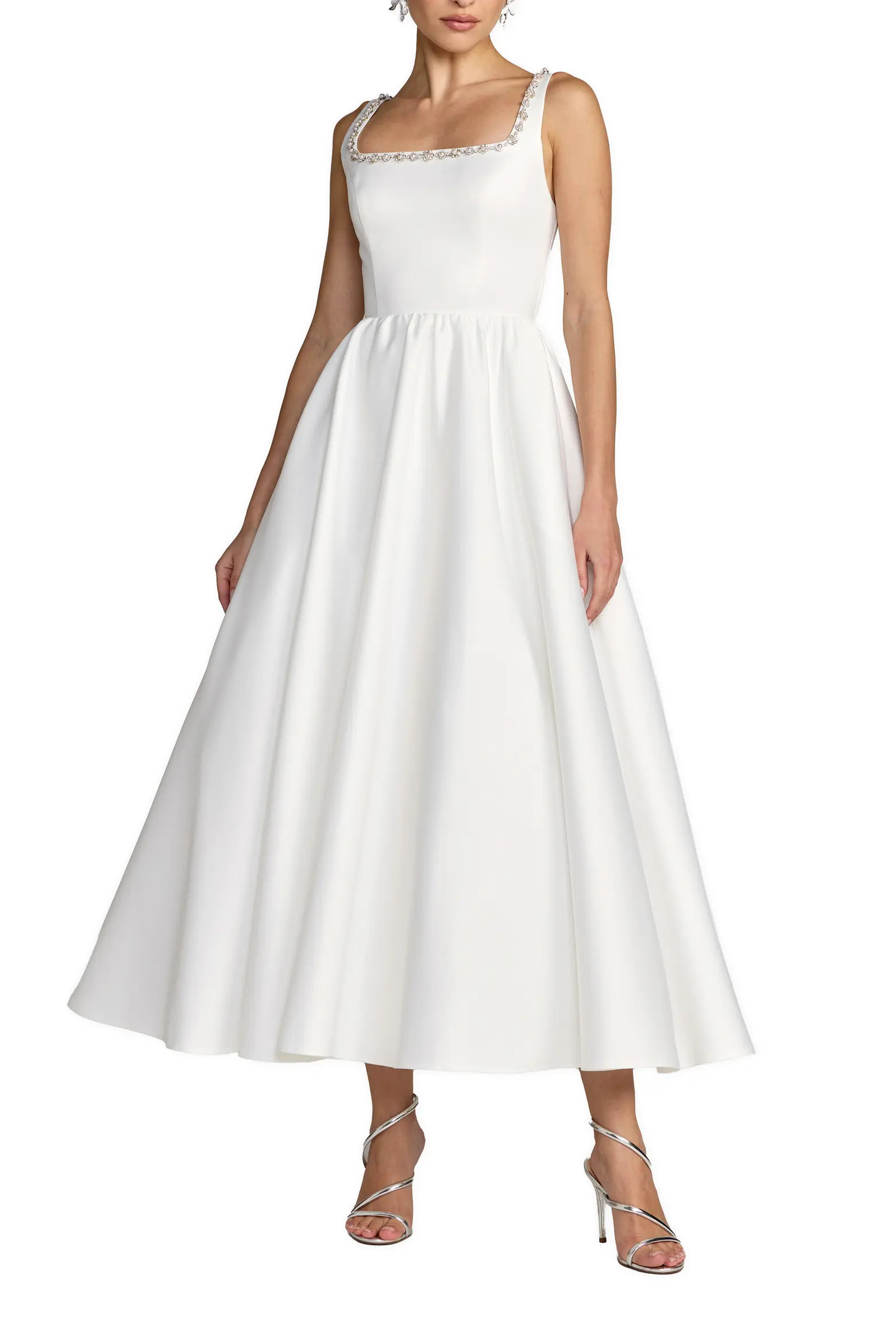 Beaded Satin Sleeveless Midi Dress With Pockets (Women) | Nordstrom | Nordstrom