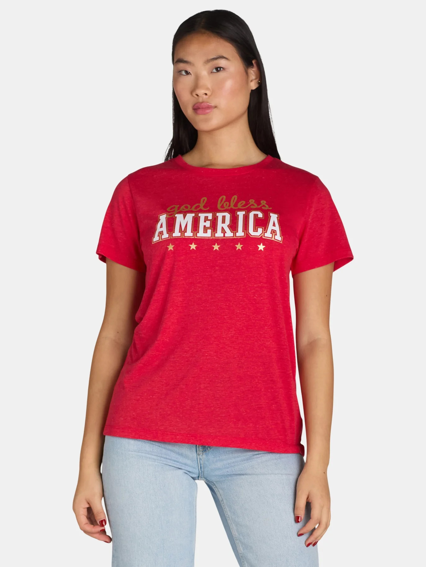 Women's Americana Graphic Tee with Short Sleeves from Way to Celebrate, Sizes S-3XL | Walmart (US)