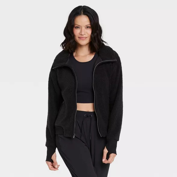 Women's Sherpa Full Zip Fleece Jacket - All in Motion™ | Target