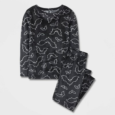 Toddler 2pc Halloween Bats Long Sleeve Snug Fit Snuggly Soft Pajamas - Cat & Jack™ Black 2T | Target