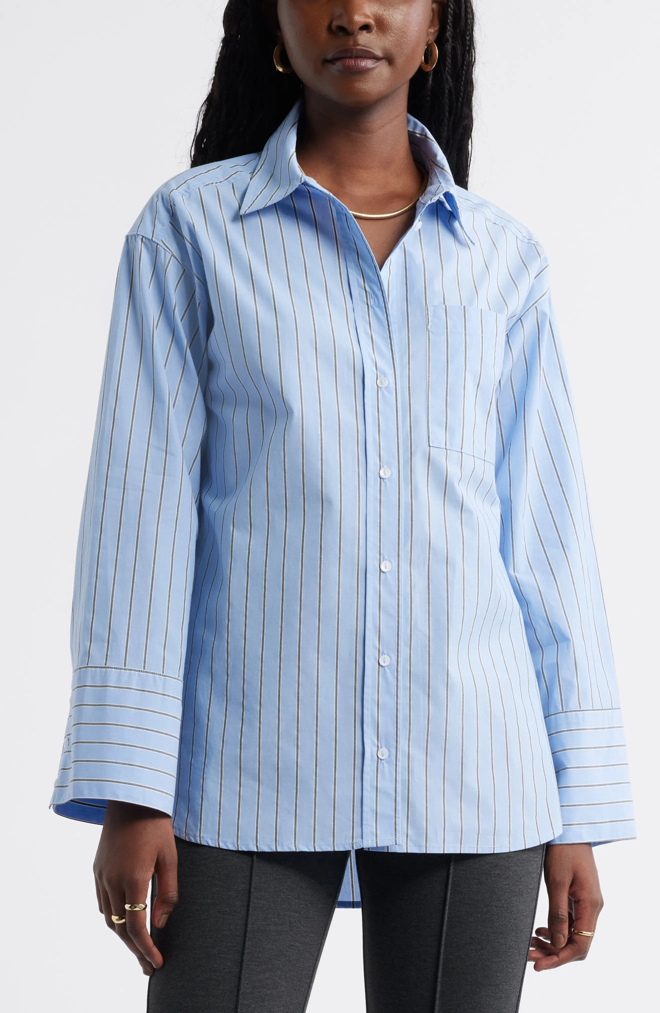 Stripe Cotton Poplin Button-Up Shirt | Nordstrom