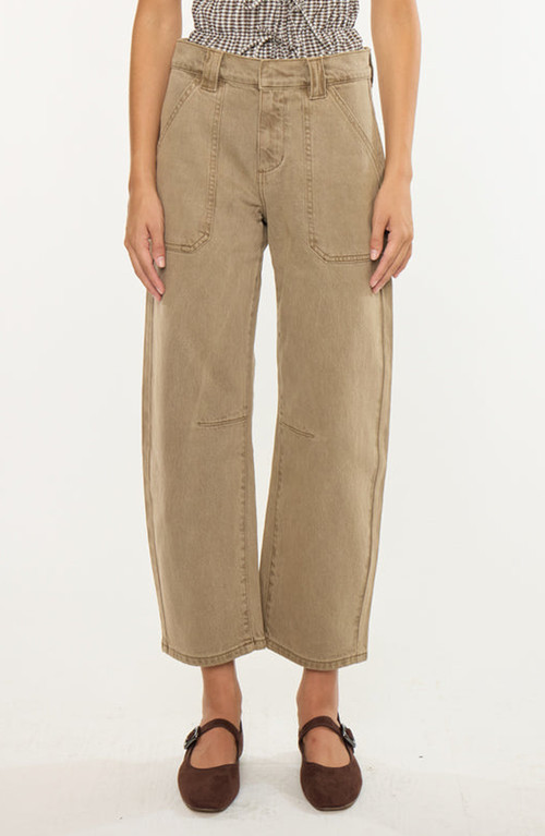 KanCan Serene Low Slung Barrel Jeans in Tan at Nordstrom, Size 31 | Nordstrom