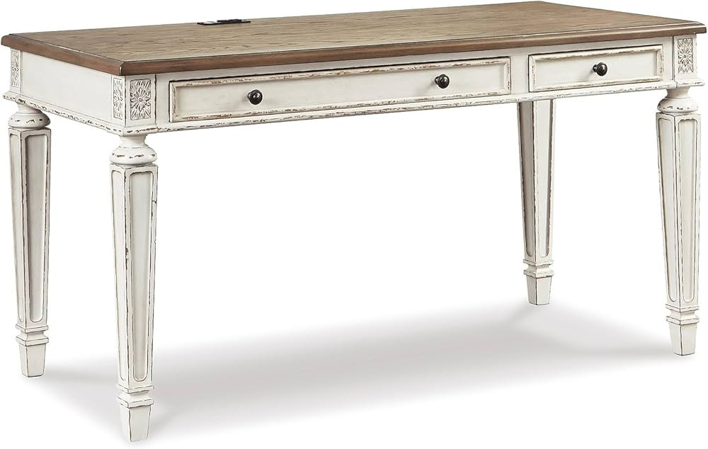 Signature Design by Ashley Realyn Farmhouse Home Office Desk, White/Brown Medium | Amazon (CA)