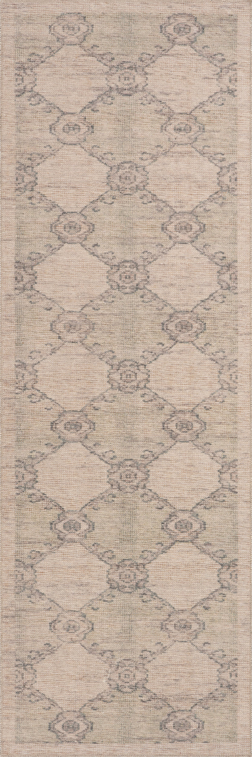 Green Sahi Traditional Diamond Indoor Washable 2' 8"" x 8' rug | Rugs USA