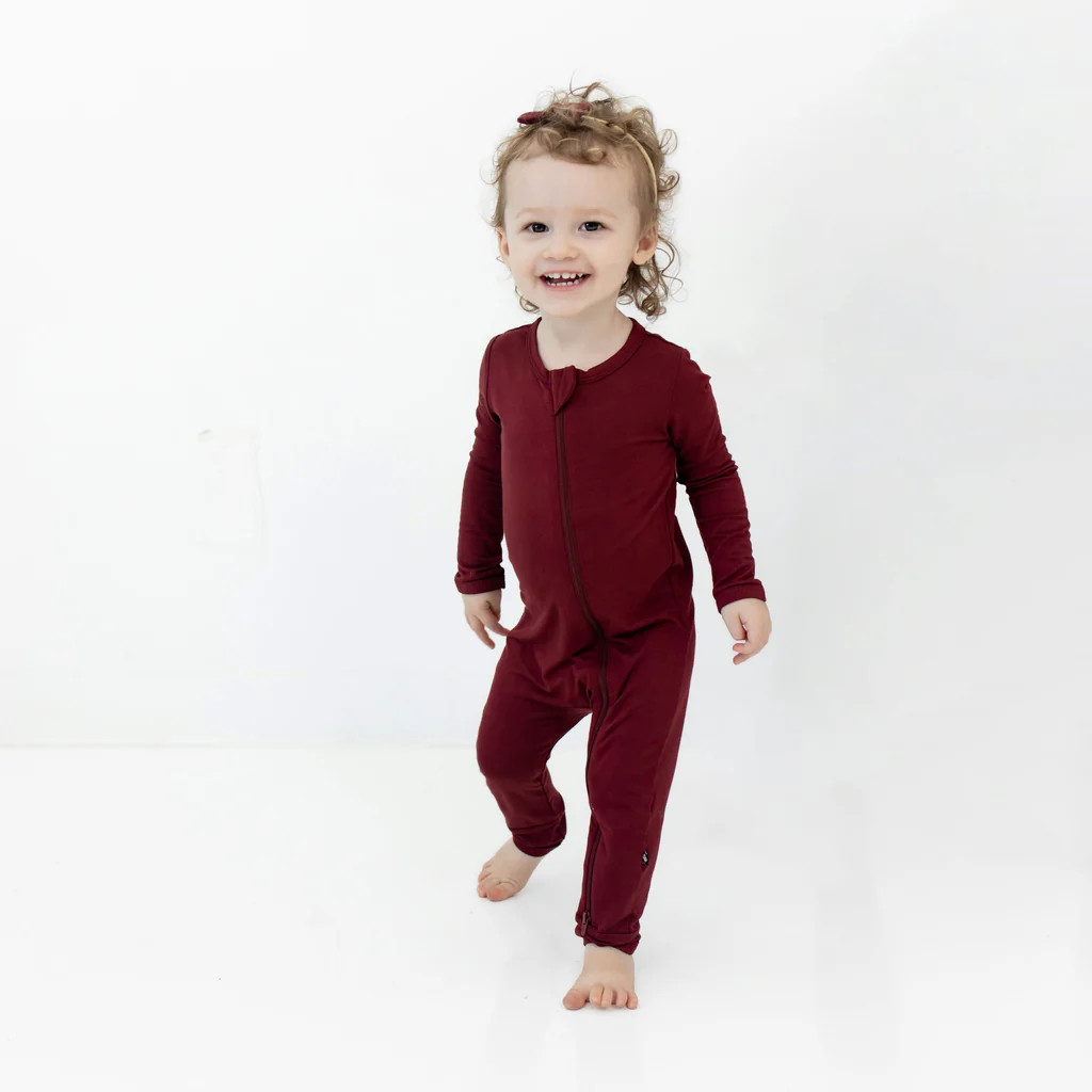 Zippered Romper in Burgundy | Kyte BABY