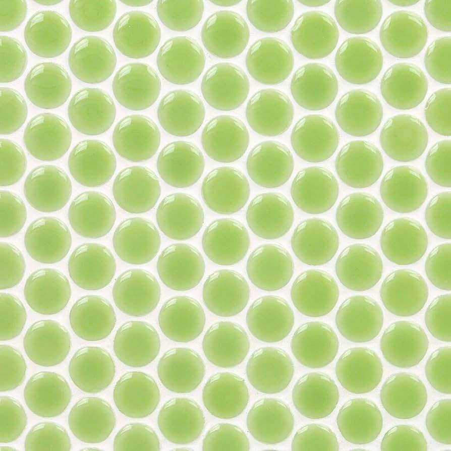 Bliss Edged Penny Lime 11.49 in. x 12.32 in. Polished Ceramic Floor and Wall Mosaic Tile (0.98 Sq... | Amazon (US)