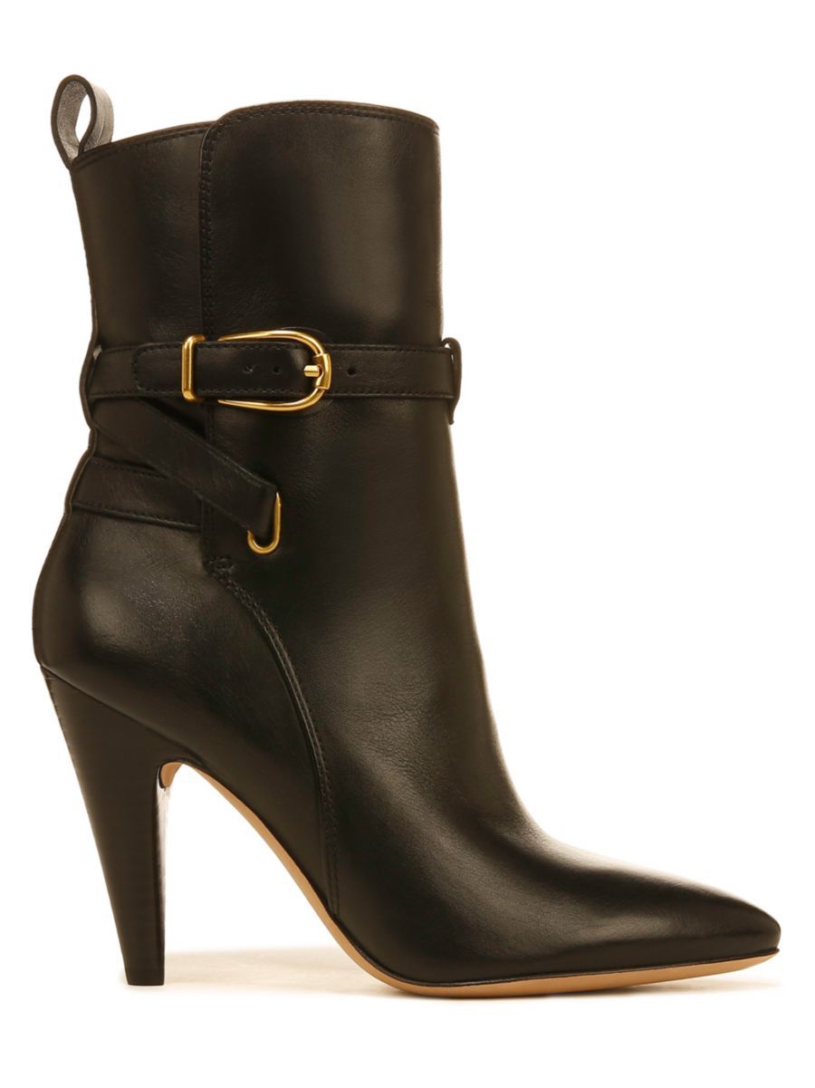 Veronica Beard Sohelia Strap Leather High-Heel Boots | Saks Fifth Avenue