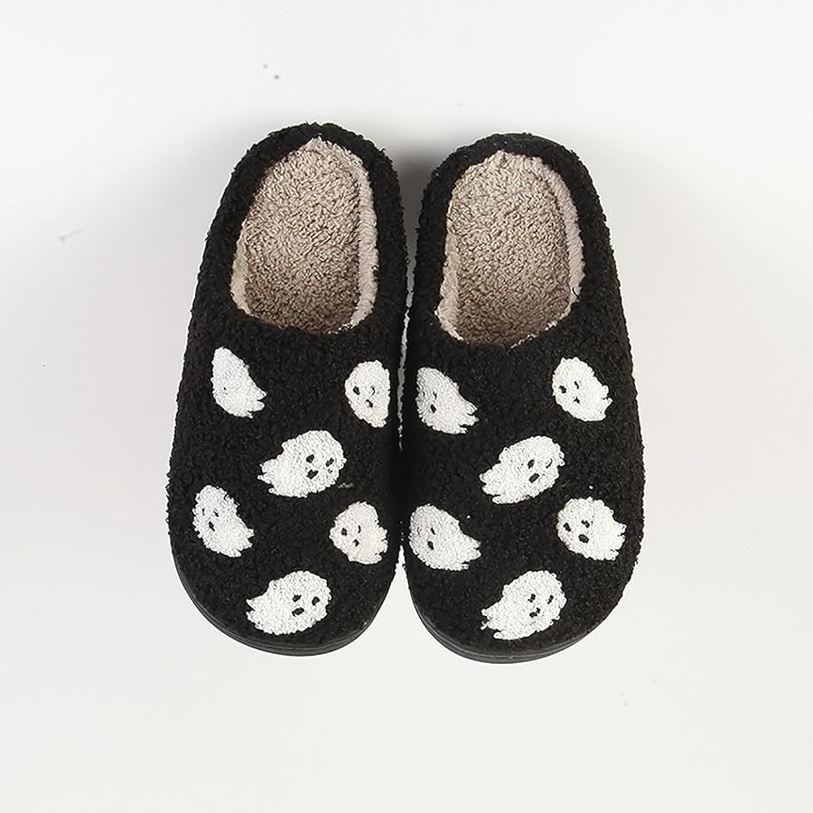 Halloween Pumpkin Slippers for Womens Mens Plush Warm Spooky Lantern Pumpkin Slippers House Shoes | Amazon (US)