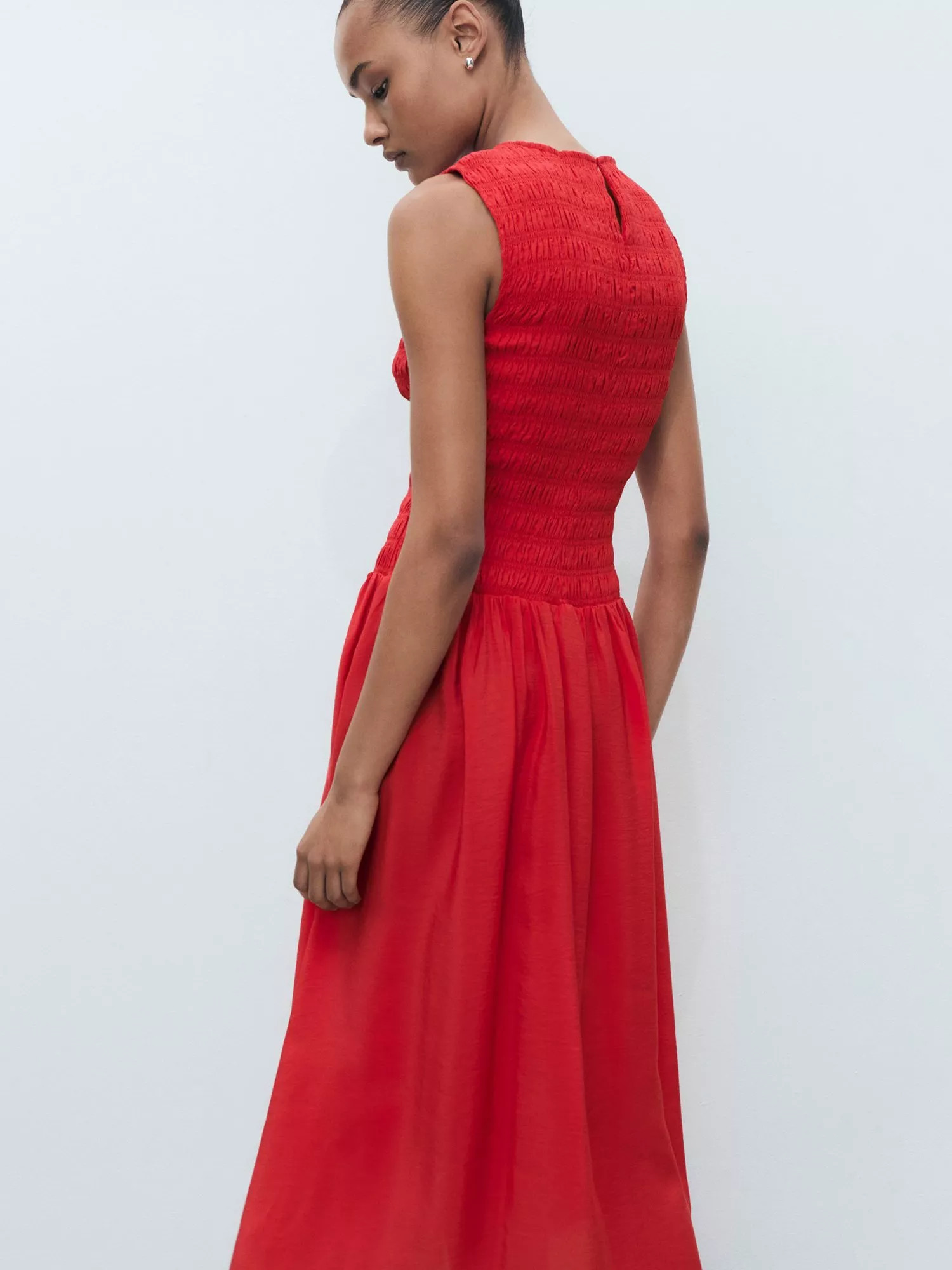 Mango Maya Sleeveless Midi Dress, Red | John Lewis (UK)