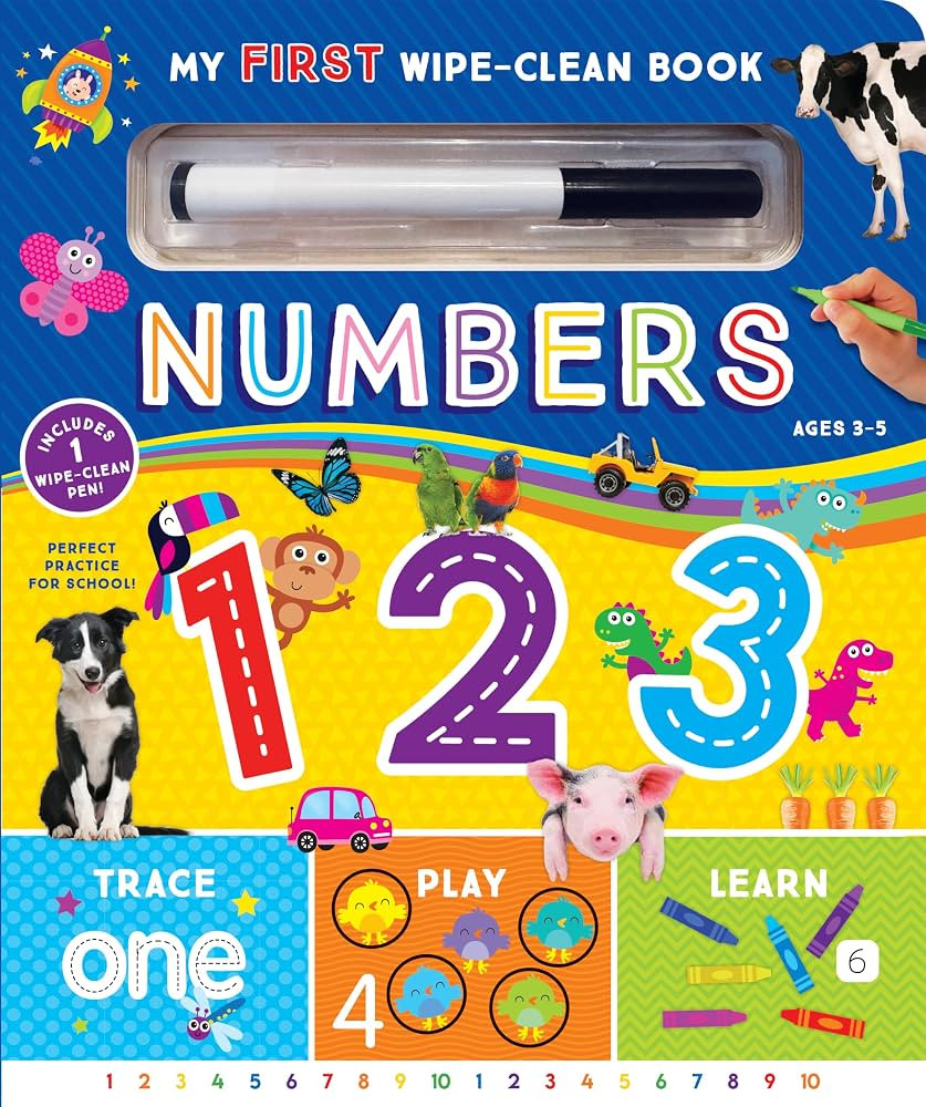 My First Wipe-Clean Book Numbers \u2013 Reusable Number Tracing Board Book with Marker for Toddle... | Amazon (US)