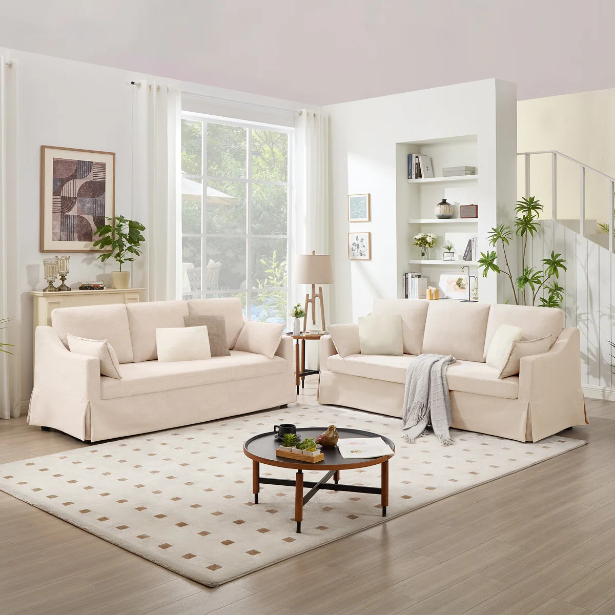 2-Piece Upholstered Mordern Living Room Slipcover Standard Sofa Set | Wayfair North America