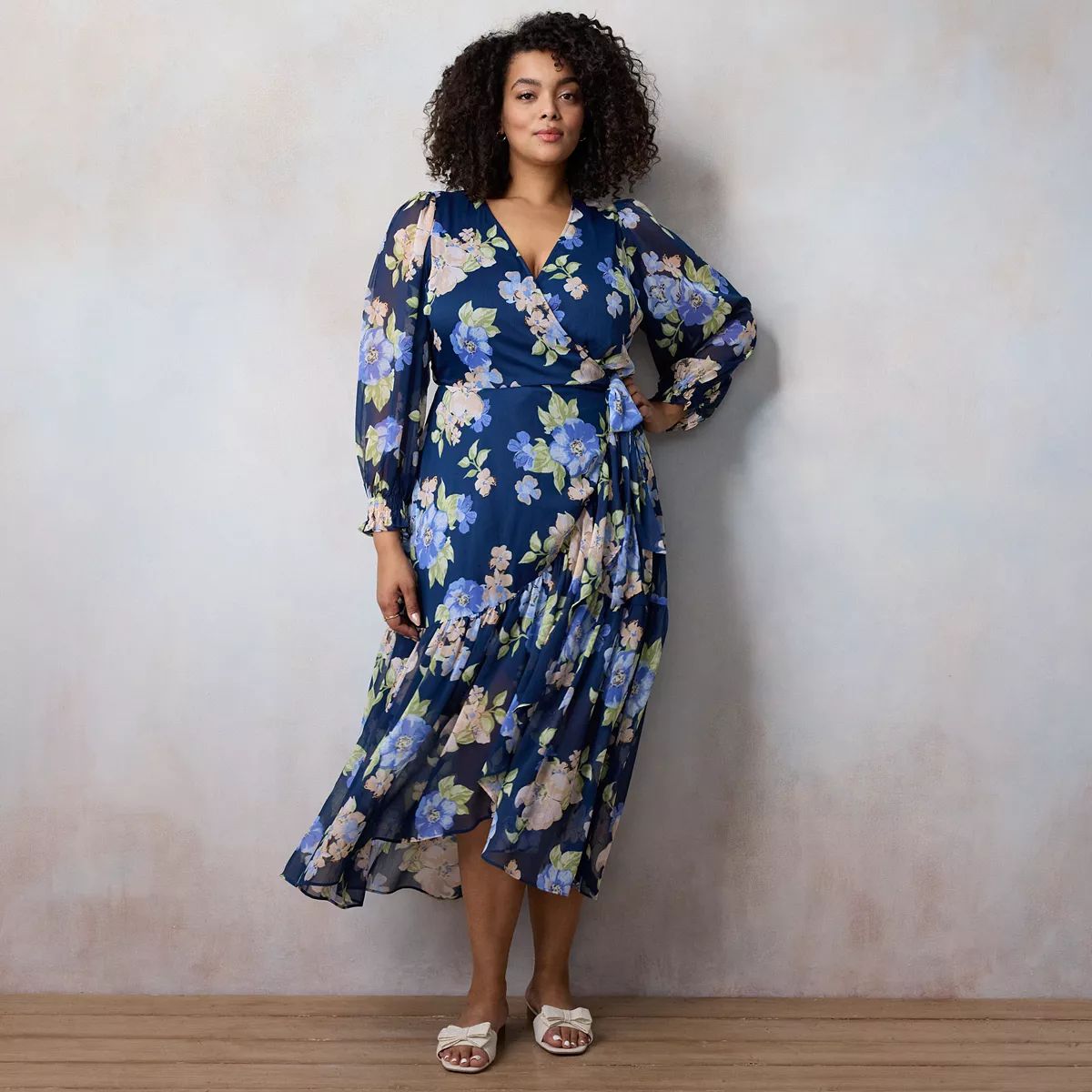 Plus Size LC Lauren Conrad Flowy Floral Print High-Low Wrap Maxi Dress | Kohl's