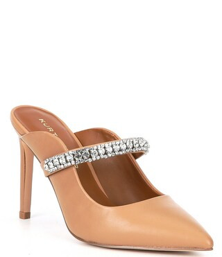 Duke Leather Jewel Strap Pointed Toe Dress Mules | Dillard's