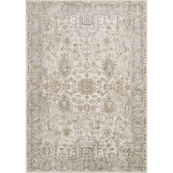 Square Sagefield Oriental Power Loom 1'6" x 1'6" Ivory/Sand Area Rug | Wayfair North America