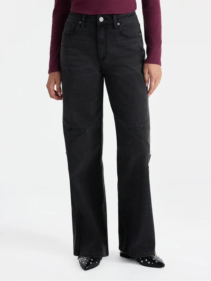 No Boundaries Mid-Rise Star Jeans, 31" Inseam, Women's | Walmart (US)