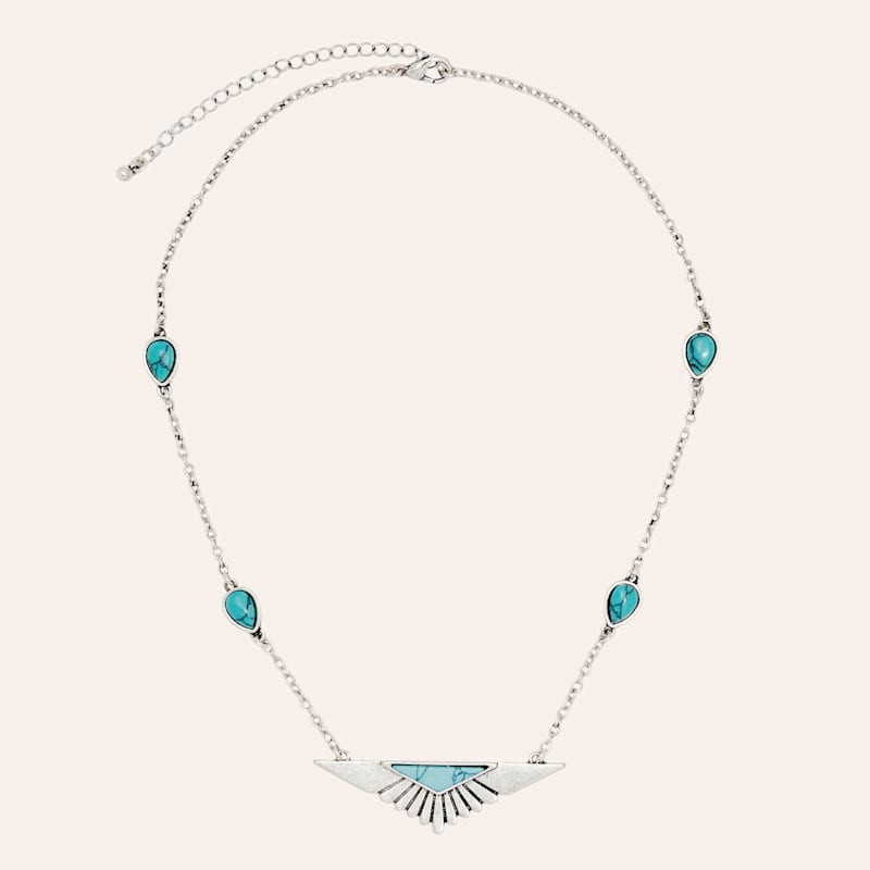 Western Gems Silver & Turquoise Narrow Aztec Triangle Necklace | Cavender's