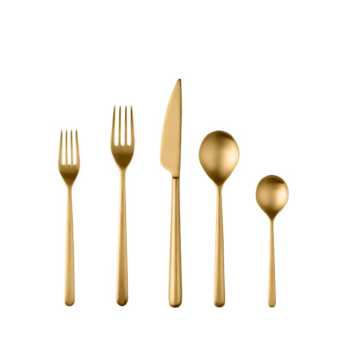 Mepra Linea 5-Piece Flatware Set, Brushed Gold | Williams-Sonoma