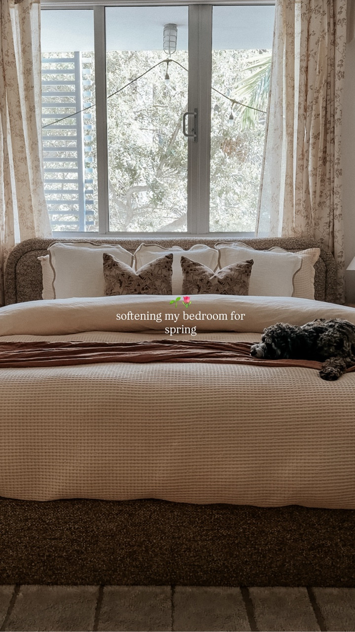 a few earthy & subtle swaps I made for spring:

🌱muted floral pillow covers
🌱traded my heavy winter throw for a lighter muslin
🌱updated my drapes with a soft tonal floral
🌱added greenery for that barely-there seasonal shift

Same cozy bedroom, just lighter energy. 🌿
#cozyhome #springdecor #bedroomdecor #bedding #bedroom

#LTKSeasonal #LTKHome