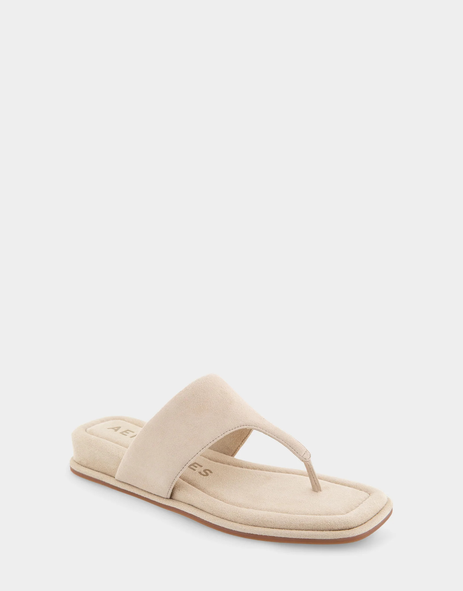 Women's Thong Mini Wedge Sandal in Pale Khaki Suede | Aerosoles