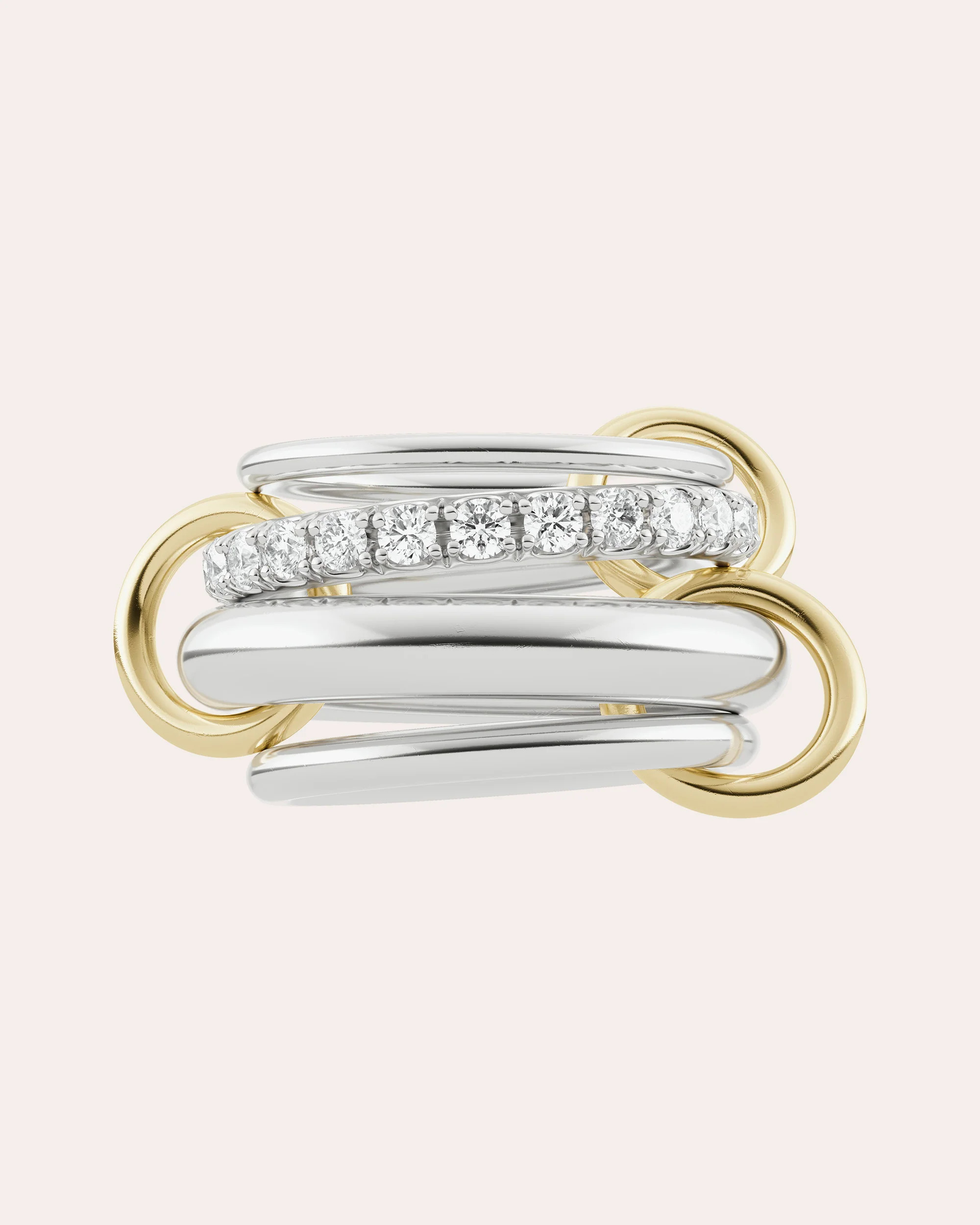 Spinelli Kilcollin Women's Luna 18K Gold Sterling Silver and Diamond Linked Rings | Olivela
