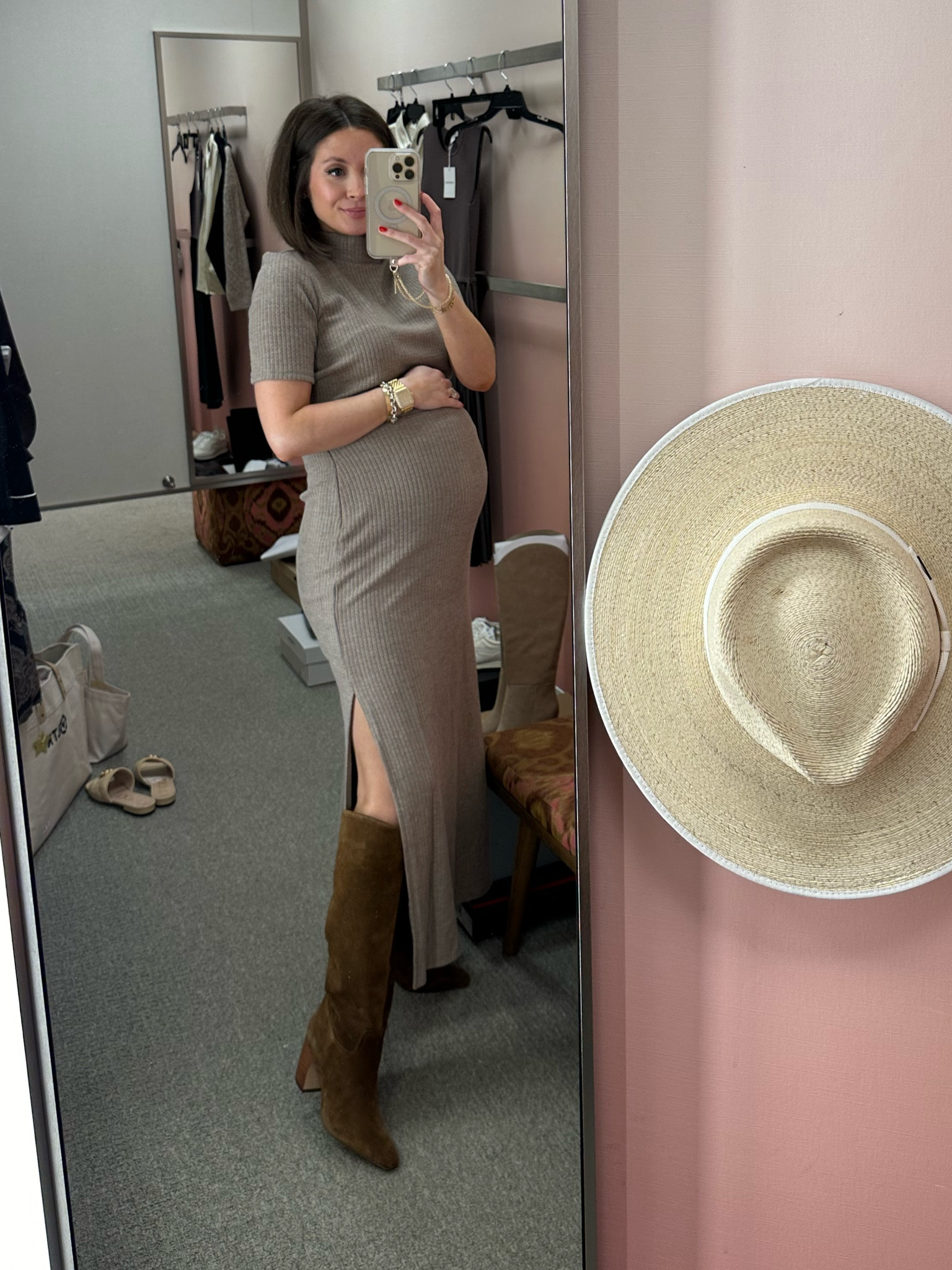 nordstrom anniversary sale
ribbed mock neck short sleeve top (tts, xs)
ribbed midi skirt (wearing small with the bump but would normally wear an xs) 

#LTKxNSale #LTKStyleTip #LTKBump