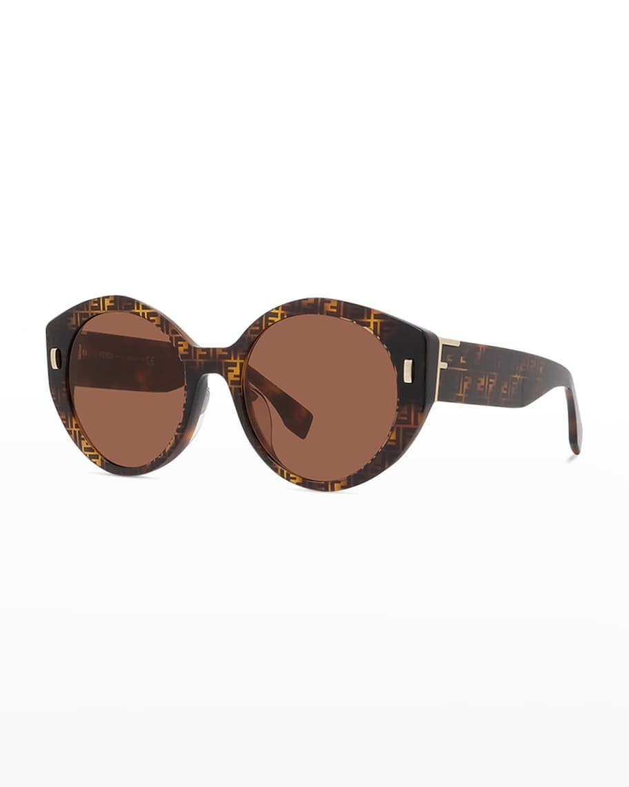 Fendi Logo Round Acetate Sunglasses | Neiman Marcus