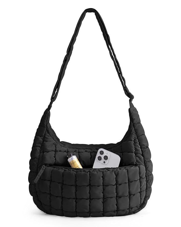 BAGSMART Quilted Puffy Crossbody Bag for Women, Medium Cute Hobo Shoulder Purse Soft Fluffy Handb... | Amazon (US)