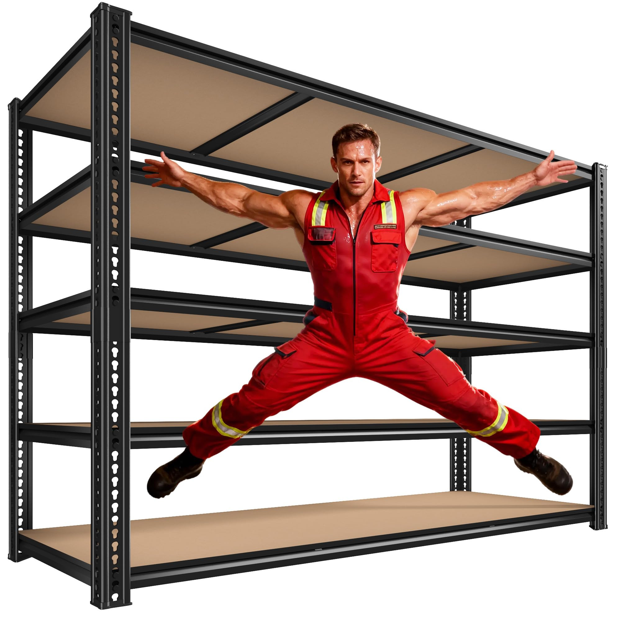 60" W Garage Shelving 72" H Metal Shelving 3500LBS Storage Shelves Heavy Duty 5 Tier Adjustable S... | Amazon (US)