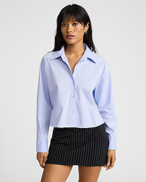 Poplin Cropped Boyfriend Portofino Shirt | Express