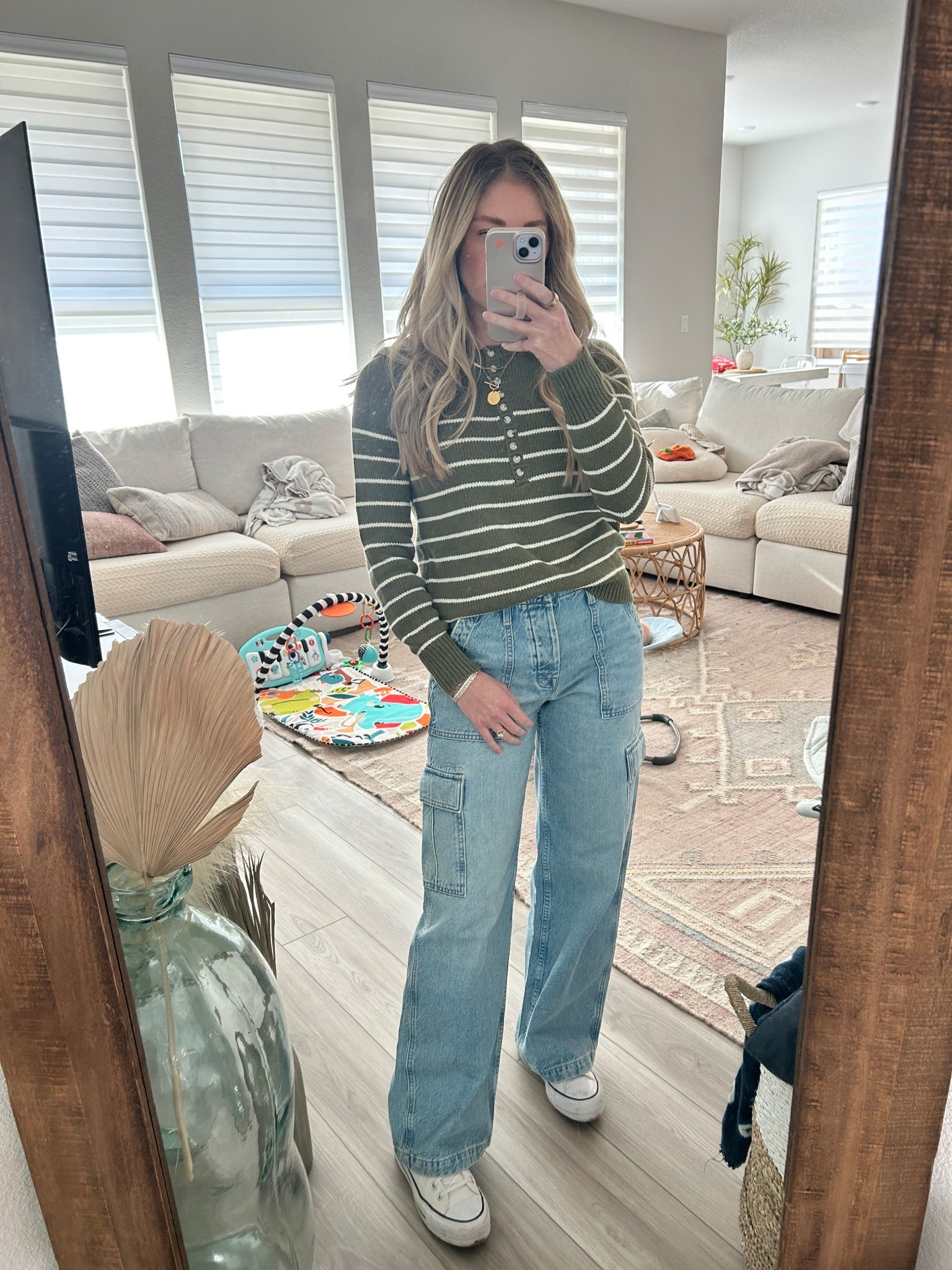 Cargo denim and striped sweater 

#LTKStyleTip #LTKPetite #LTKShoeCrush