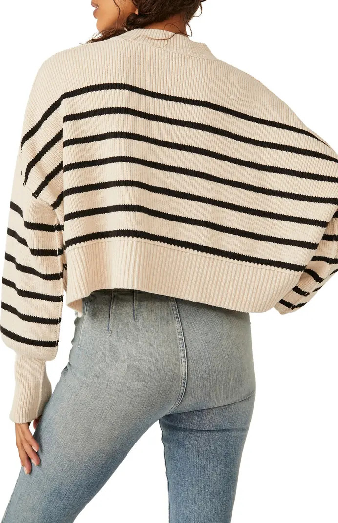 Free People Easy Street Stripe Rib Crop Sweater | Nordstrom | Nordstrom